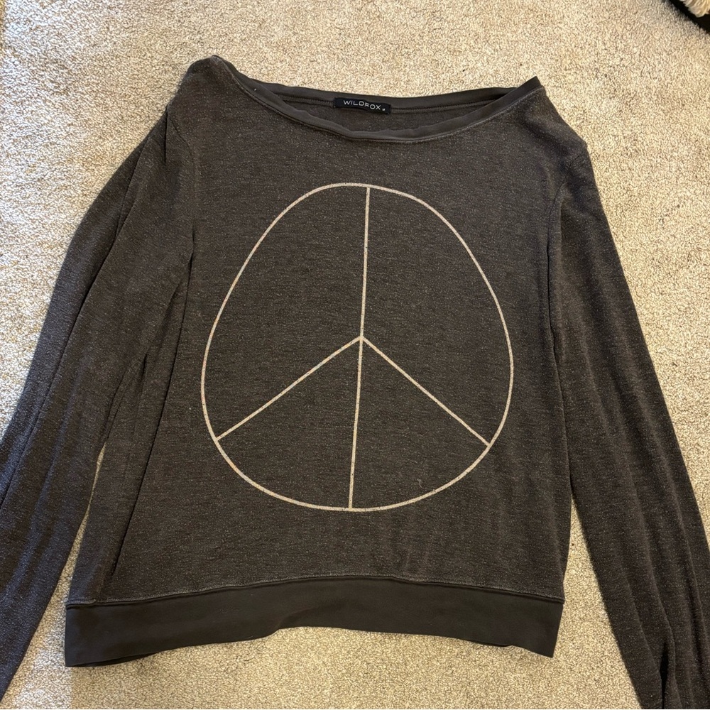 Wildfox grey peace sweatshirt - off the shoulder